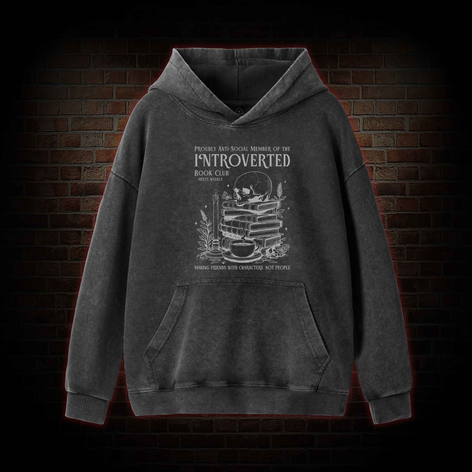 Introverted Book Club Washed Hoodie