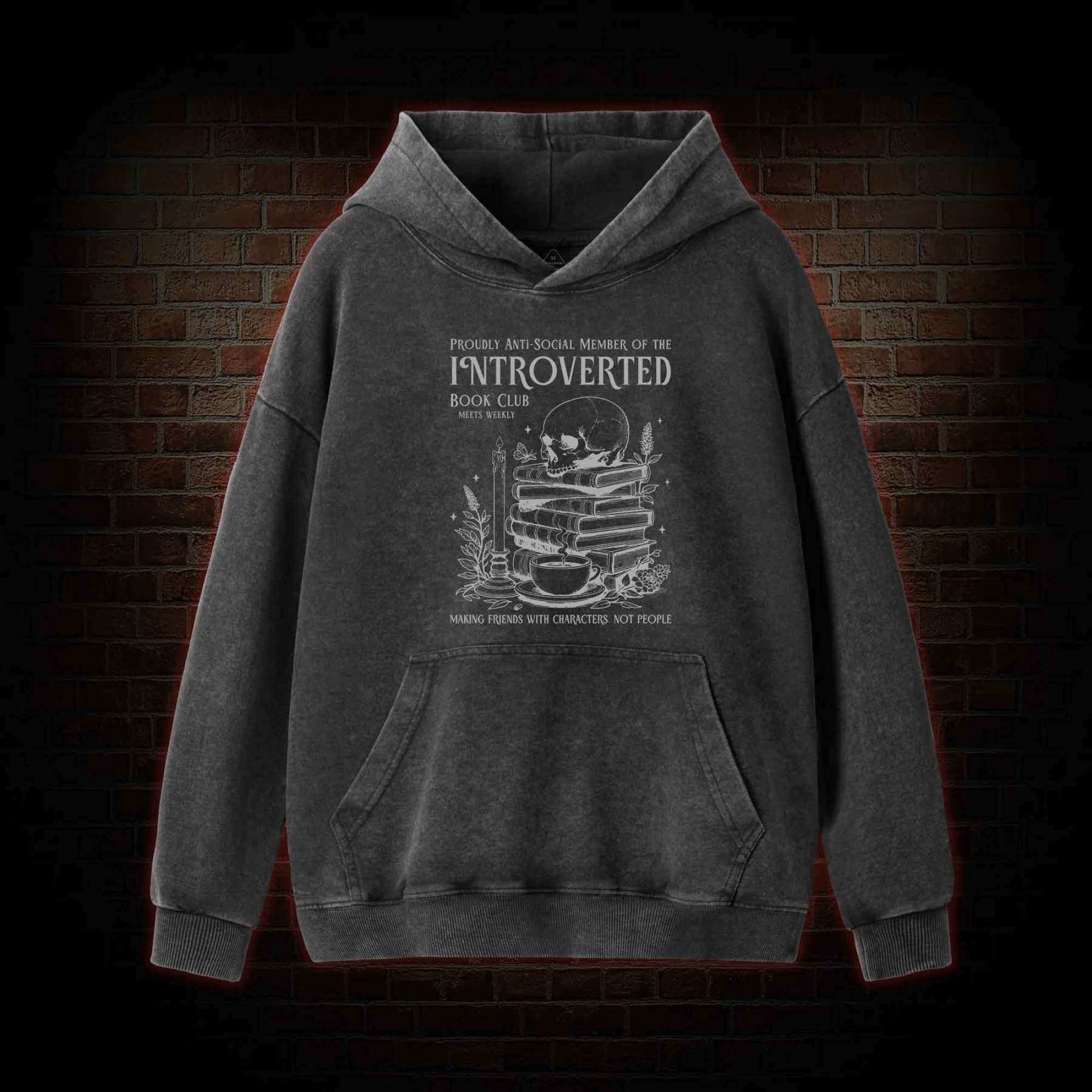 Introverted Book Club Washed Hoodie