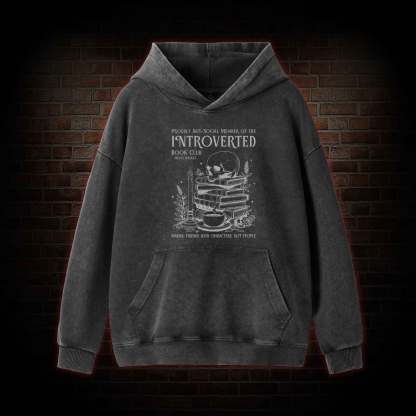 Introverted Book Club Washed Hoodie
