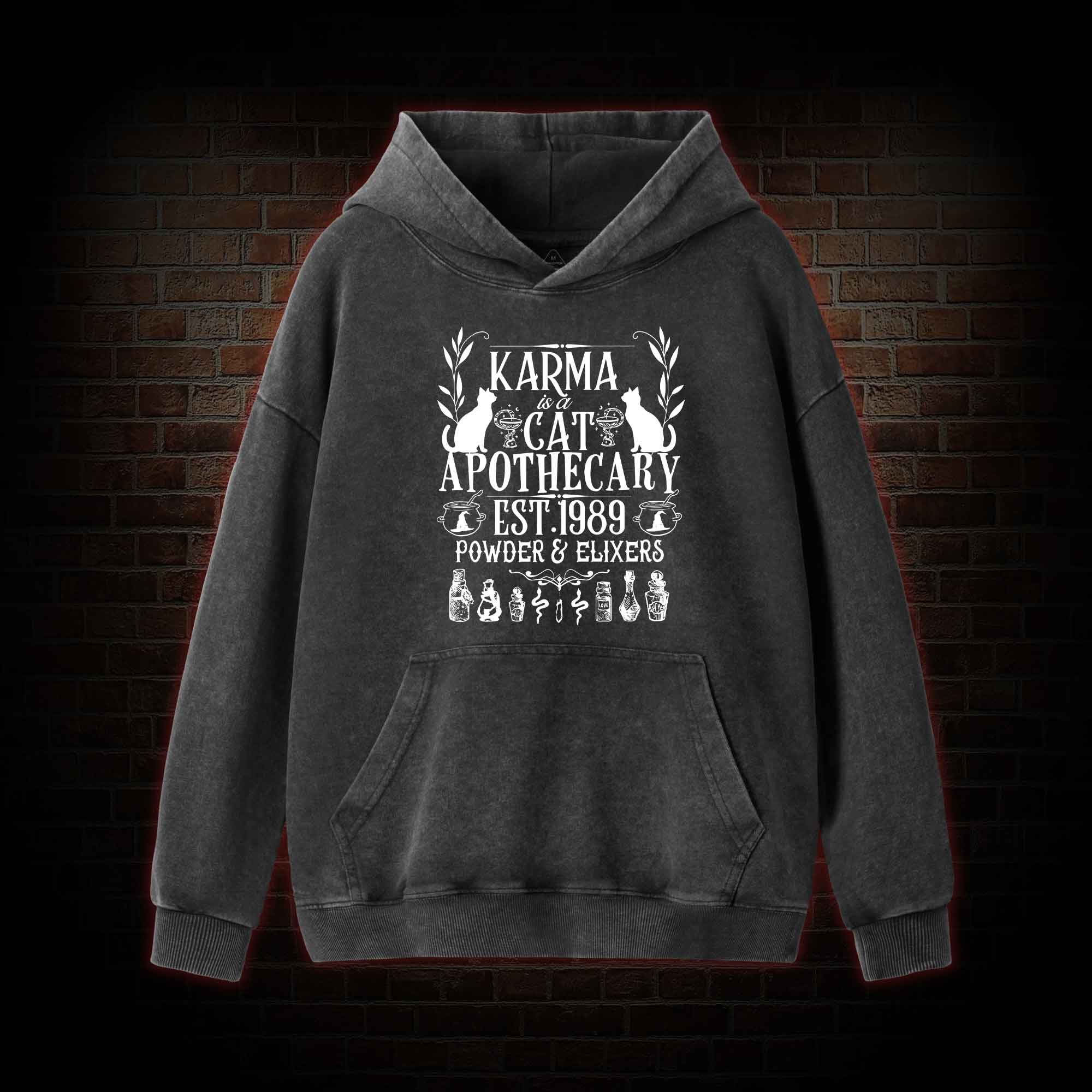 Karma Is A Cat Apothecary Washed Hoodie