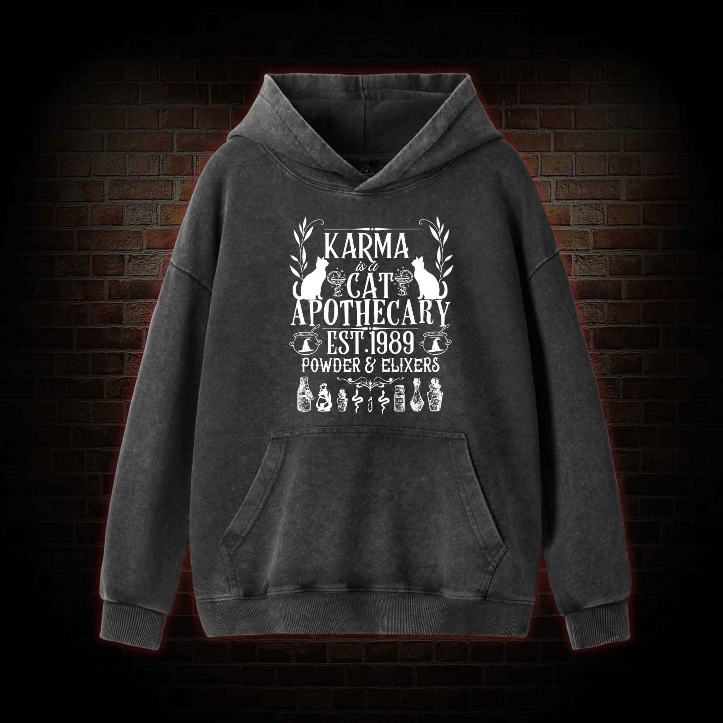 Karma Is A Cat Apothecary Washed Hoodie