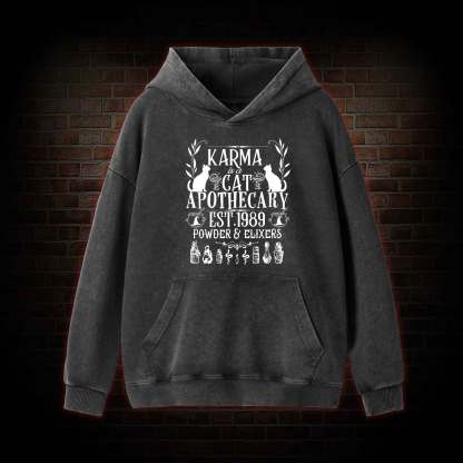 Karma Is A Cat Apothecary Washed Hoodie