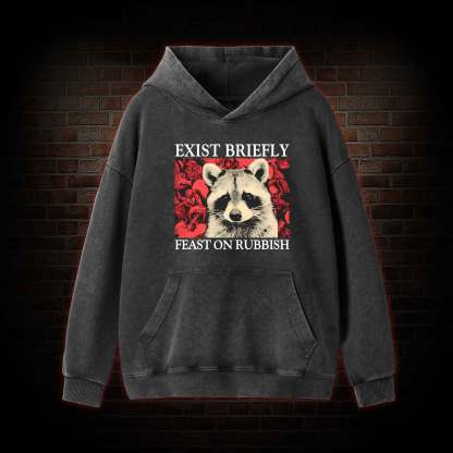 Exist Briefly Feast On Rubbish Washed Hoodie