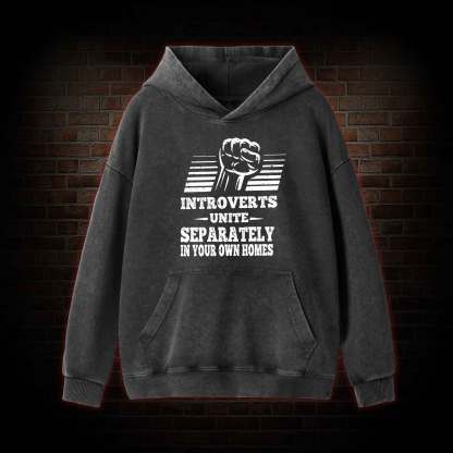 Introverts Unite Separately In Your Own Homes Washed Hoodie