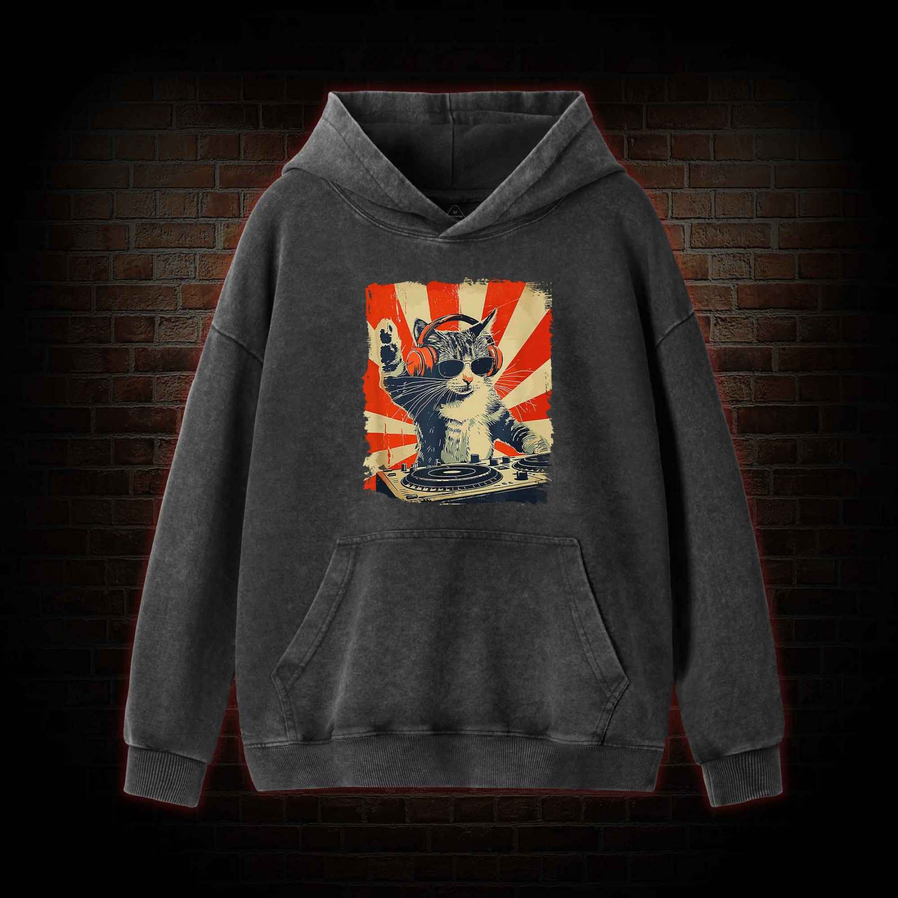 Dj Cat  Washed Hoodie