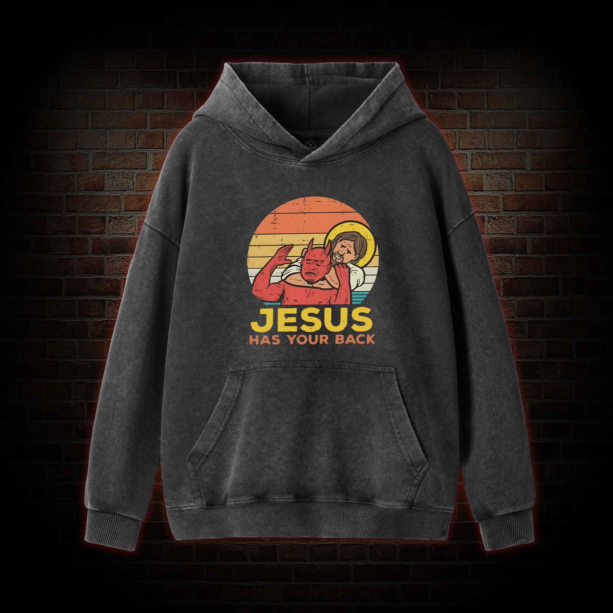 Jesus Has Your Back Washed Hoodie