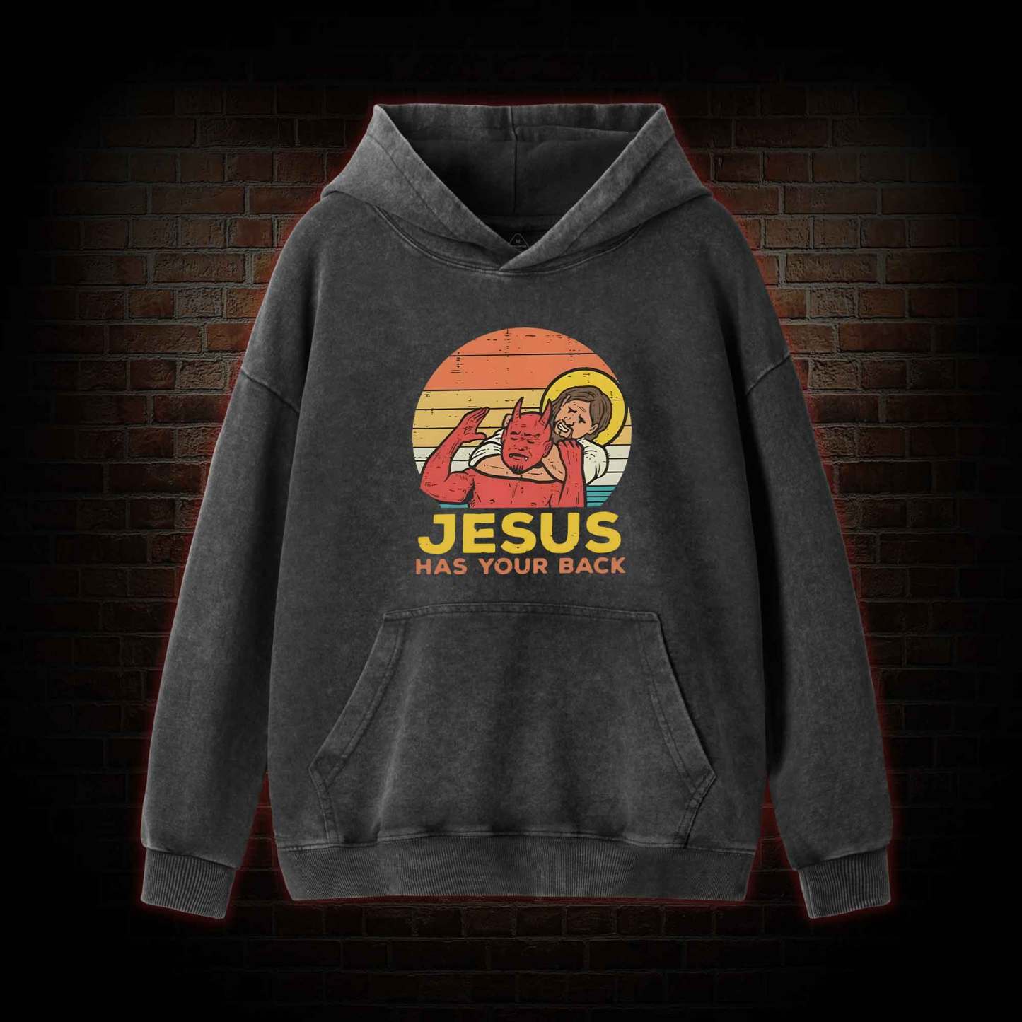 Jesus Has Your Back Washed Hoodie
