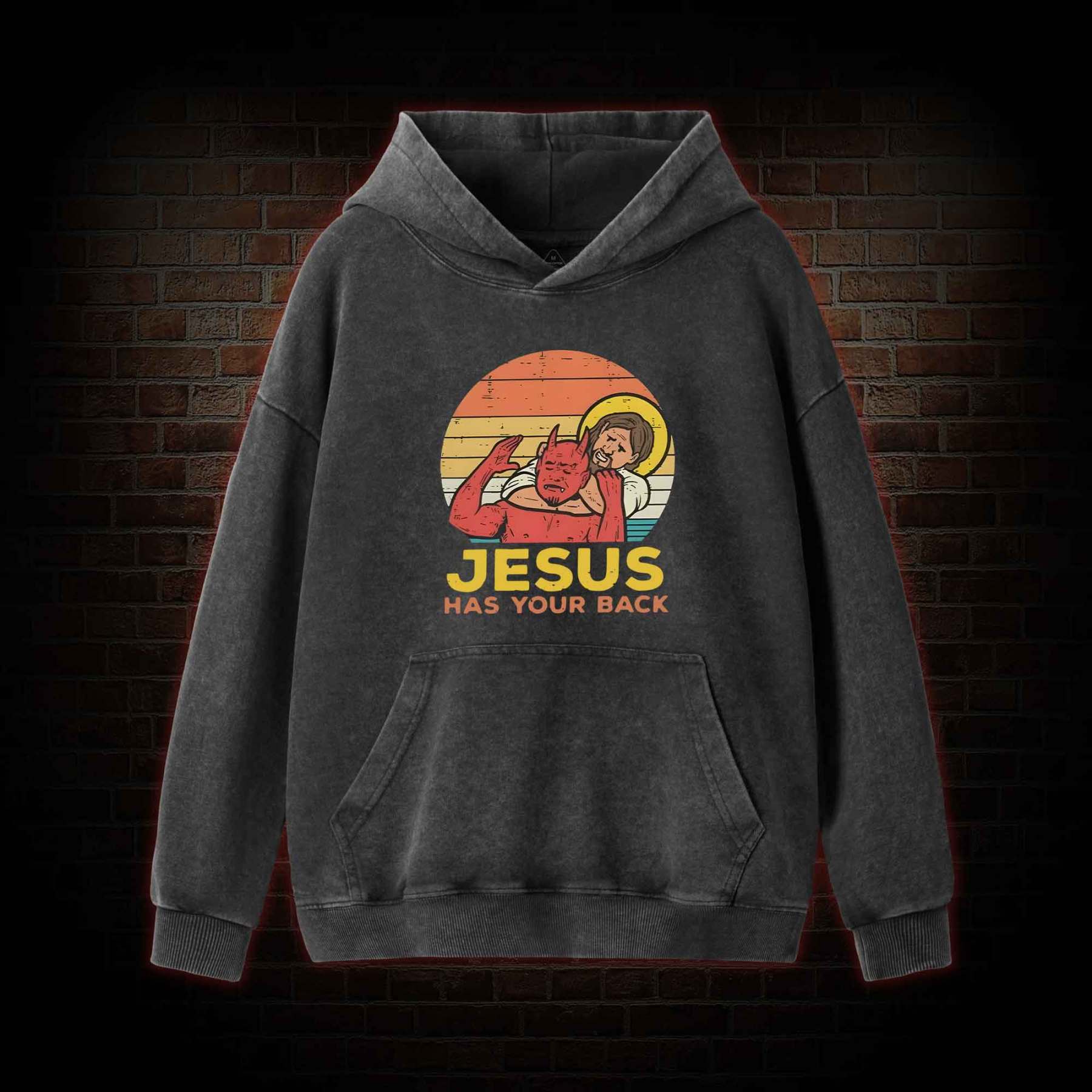 Jesus Has Your Back Washed Hoodie