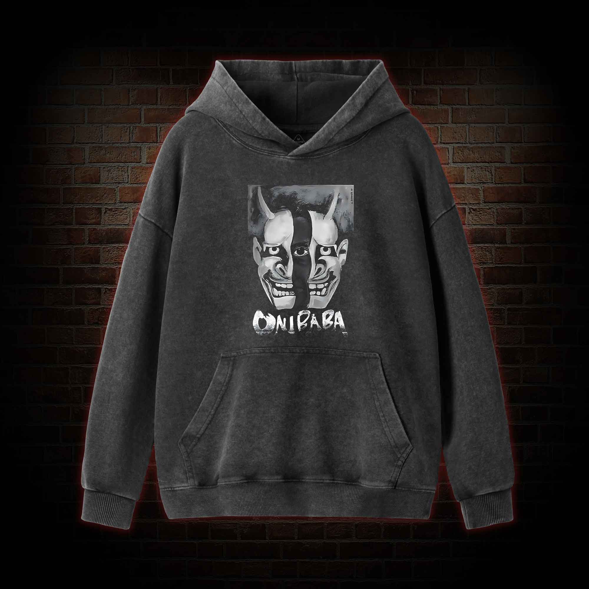 Bizarre Samurai Mask Washed Hoodie