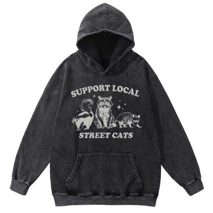 Support Local Street Cats Washed Hoodie
