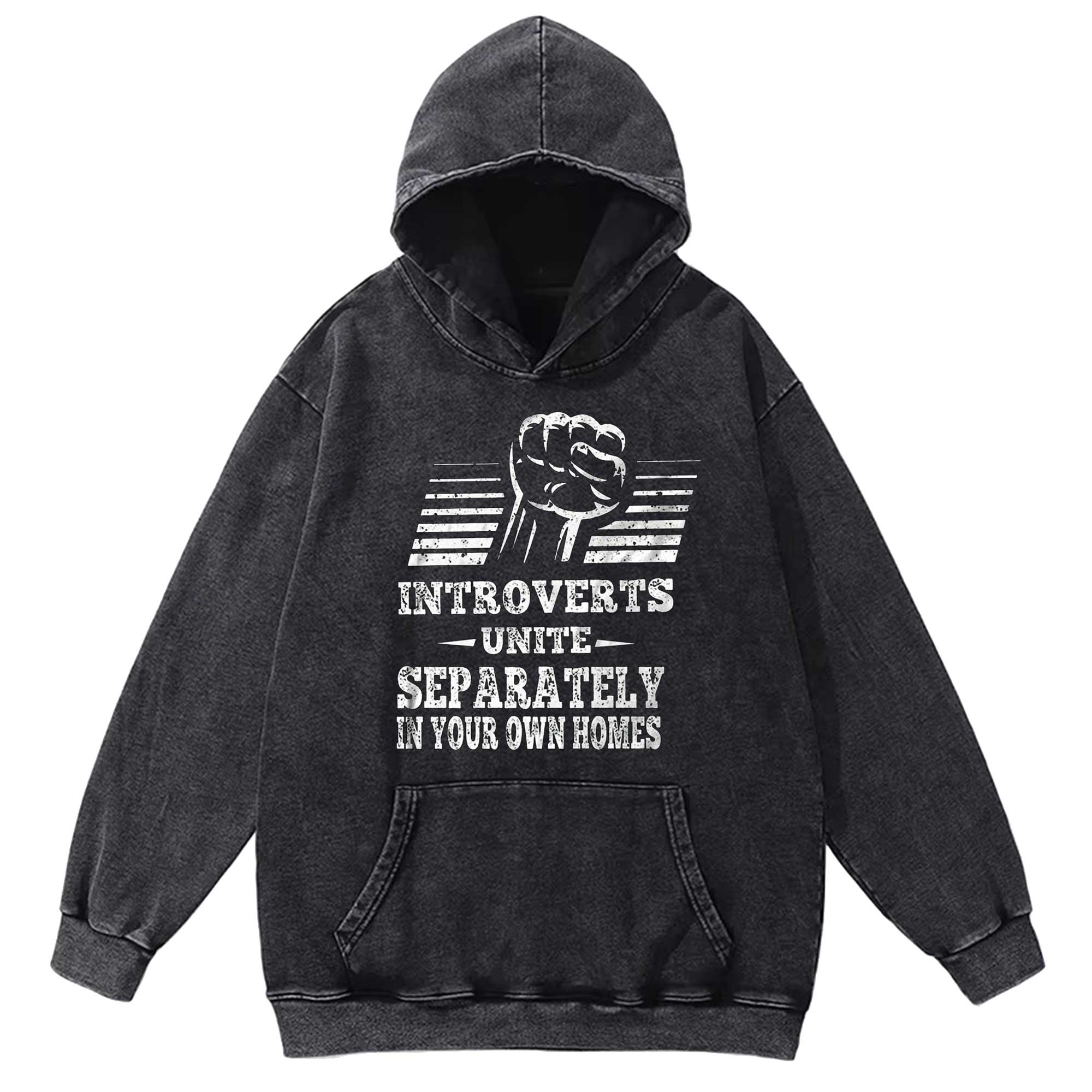 Introverts Unite Separately In Your Own Homes Washed Hoodie