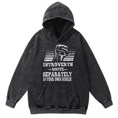 Introverts Unite Separately In Your Own Homes Washed Hoodie