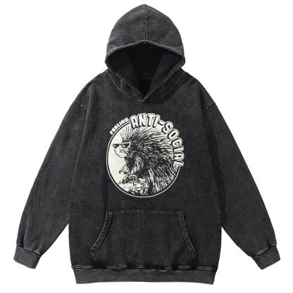Feeling Anti-Social Washed Hoodie