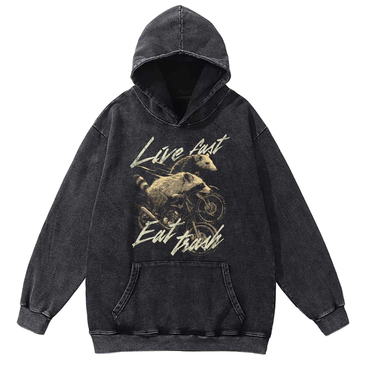 Live Fast Eat Trash Washed Hoodie