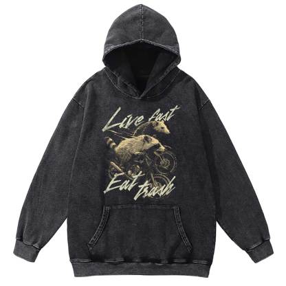 Live Fast Eat Trash Washed Hoodie
