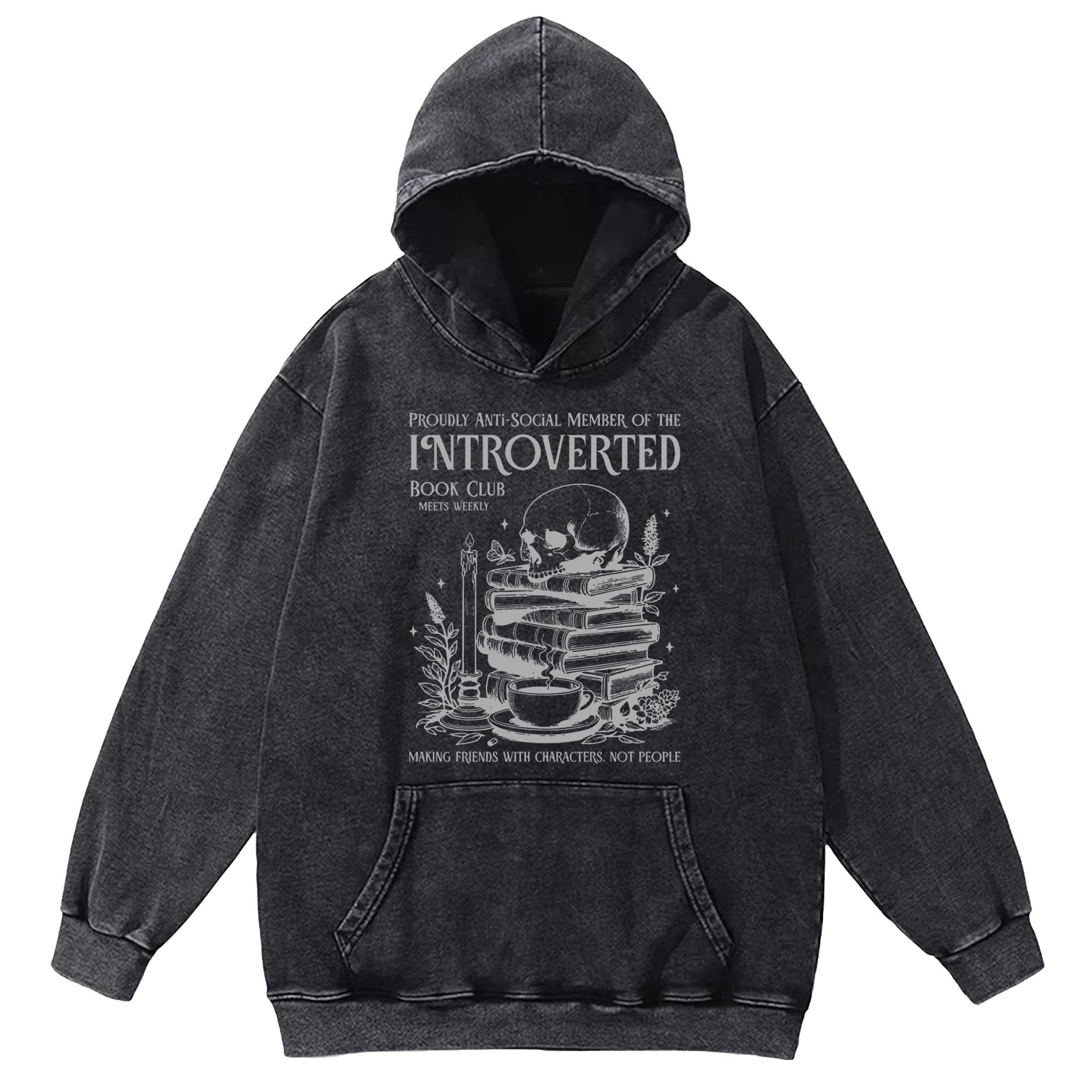 Introverted Book Club Washed Hoodie