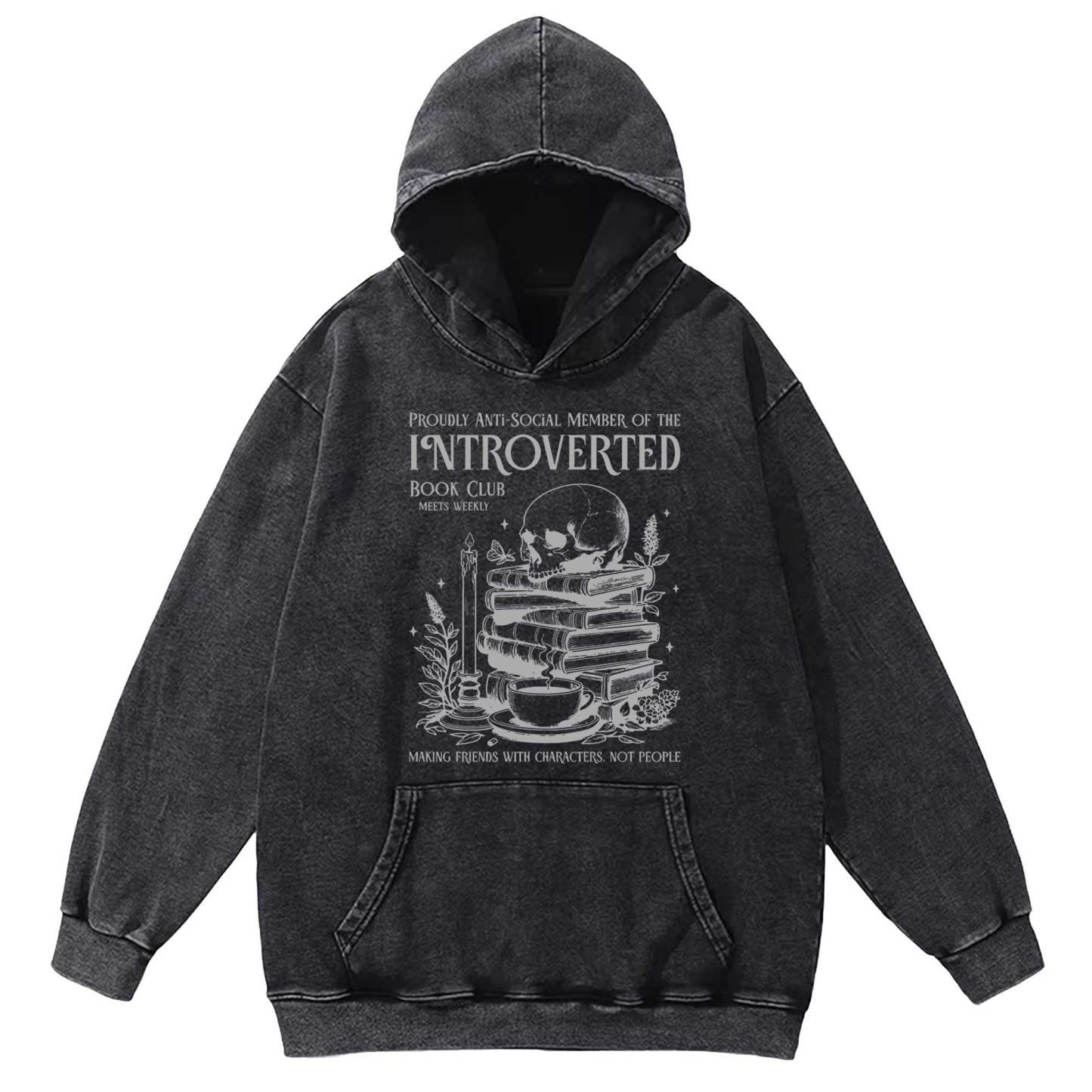 Introverted Book Club Washed Hoodie