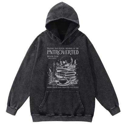 Introverted Book Club Washed Hoodie