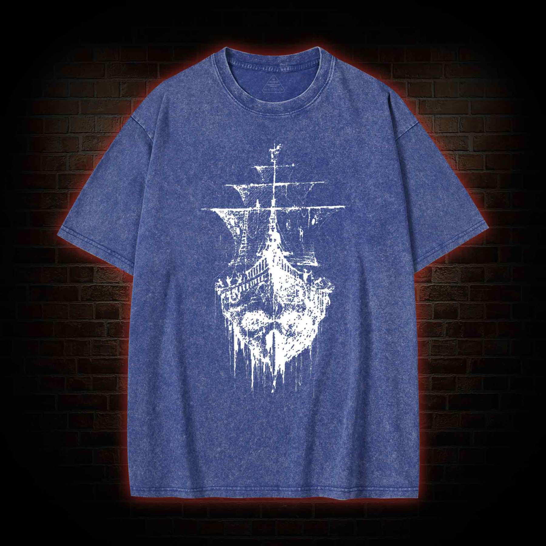 Pirate Skull Ghost Ship Washed T-shirt