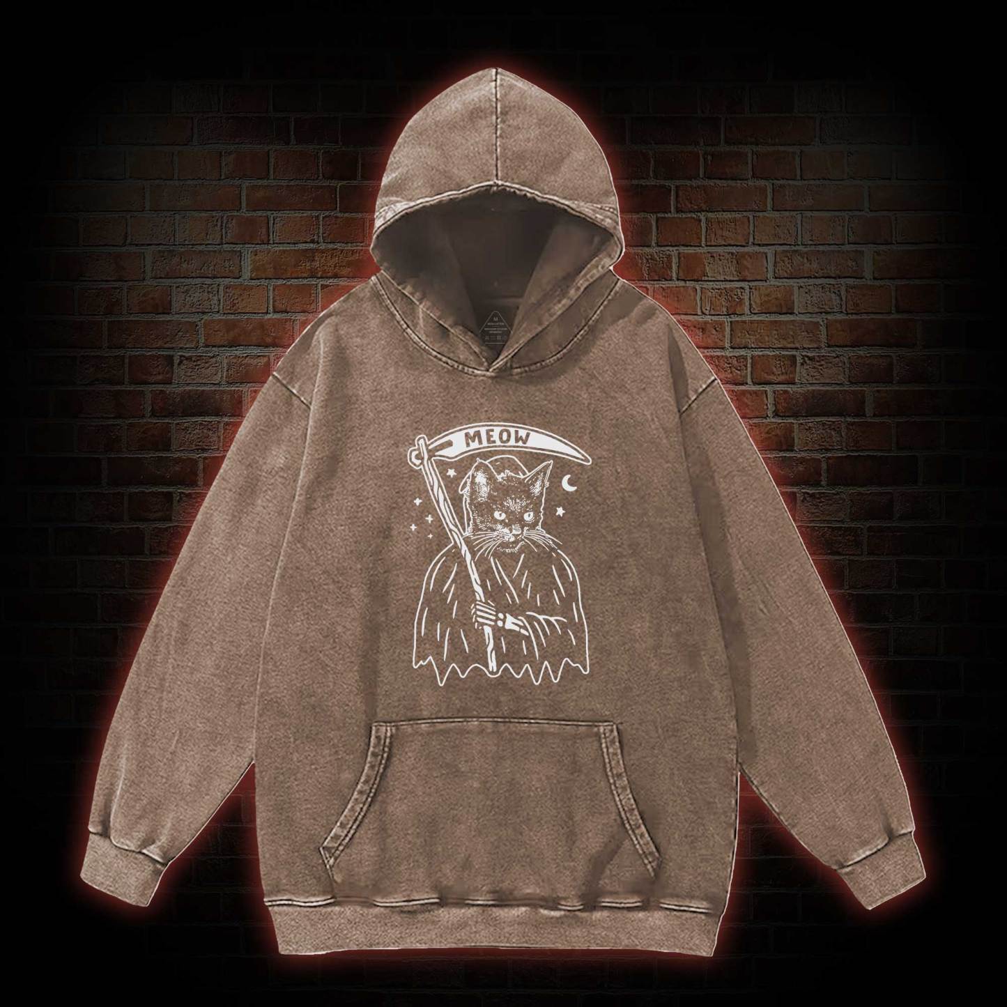 Death Meow Washed Hoodie