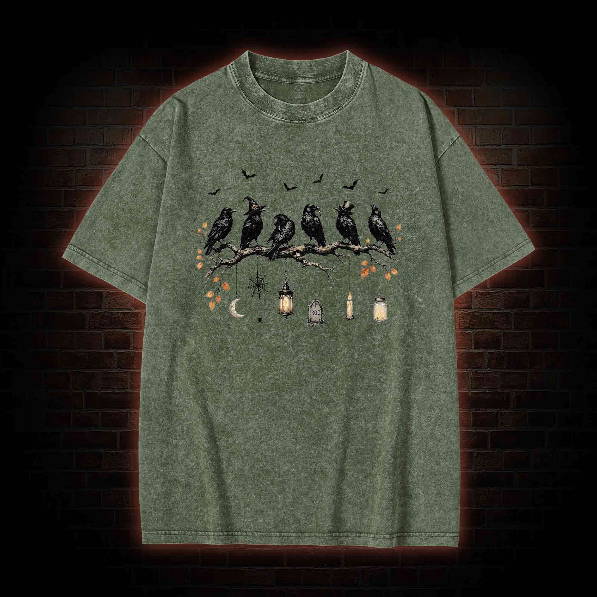 Black Crow Halloween Washed T-shirt