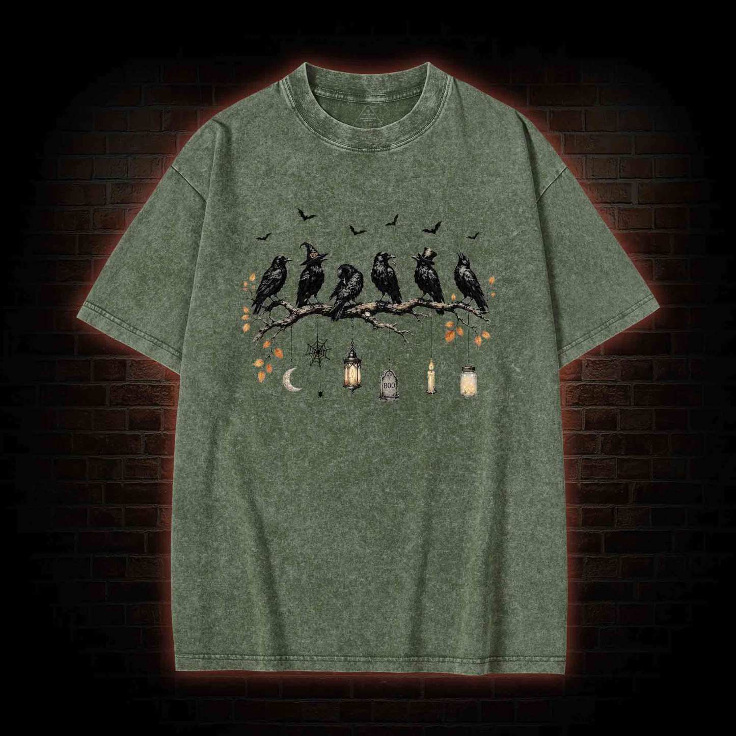 Black Crow Halloween Washed T-shirt