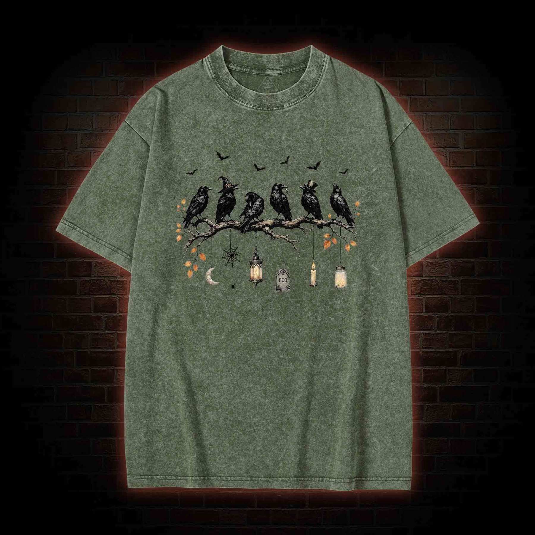 Black Crow Halloween Washed T-shirt