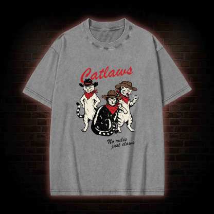 Vintage Cowboy Cat Washed T-shirt