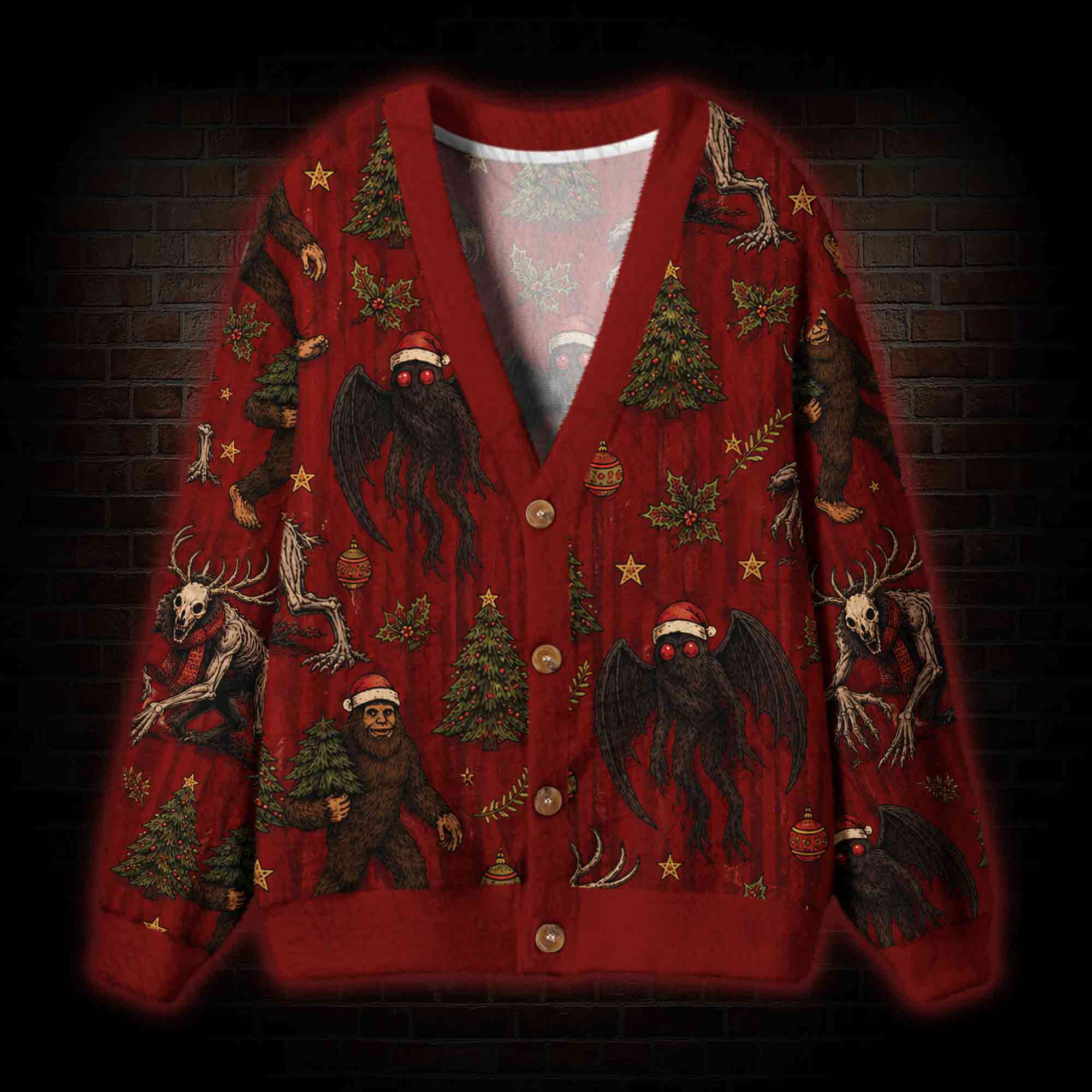 Christmas Cryptid Cardigan Sweater