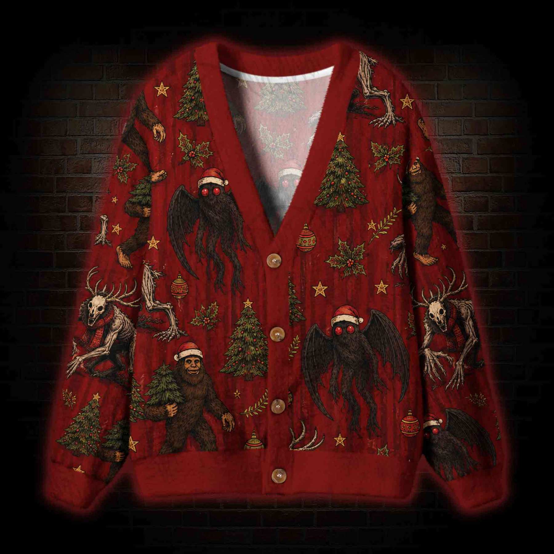 Christmas Cryptid Cardigan Sweater
