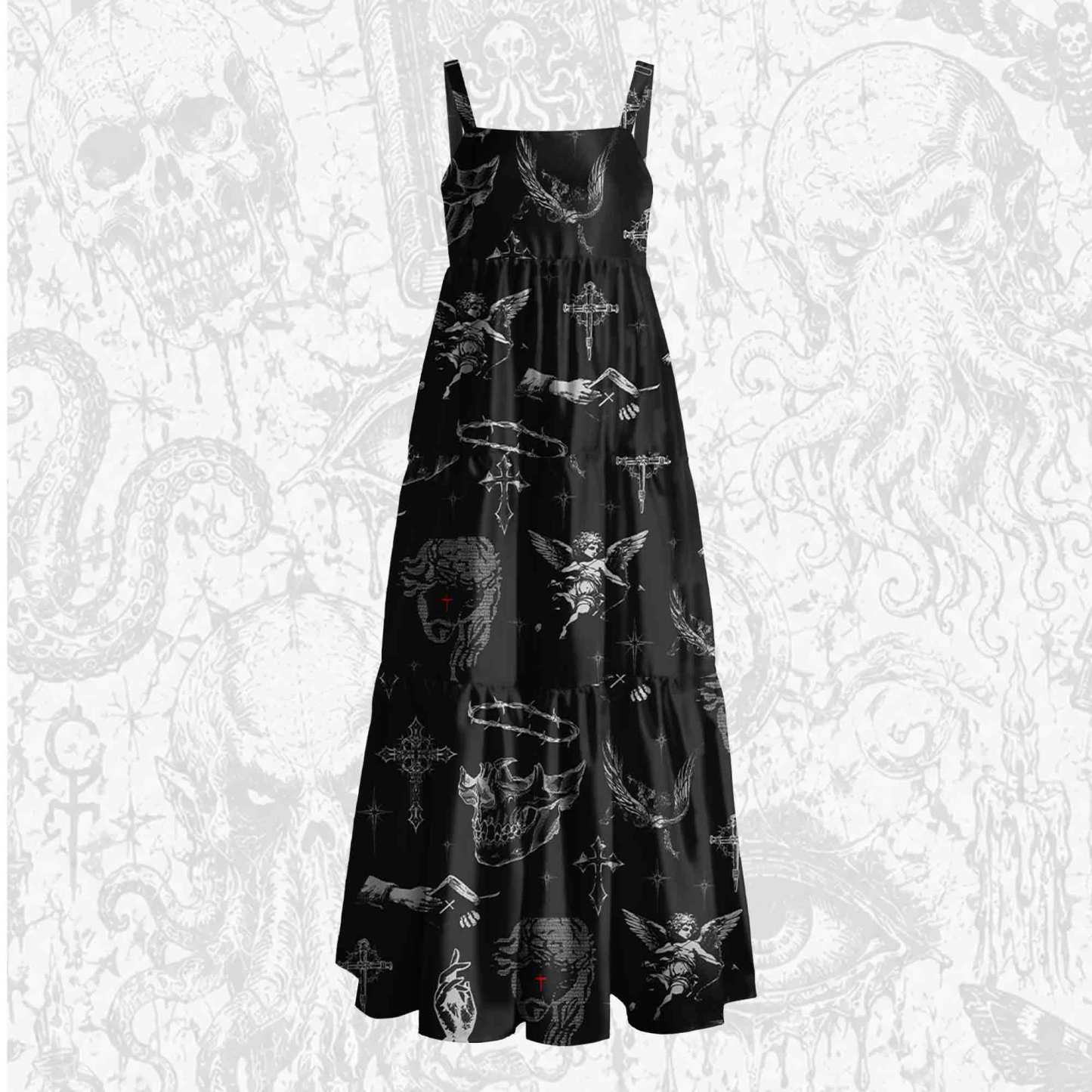 Gothic Cherub Wide Straps Maxi Dress