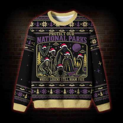 Cryptid National Park Christmas Ugly Sweatshirts