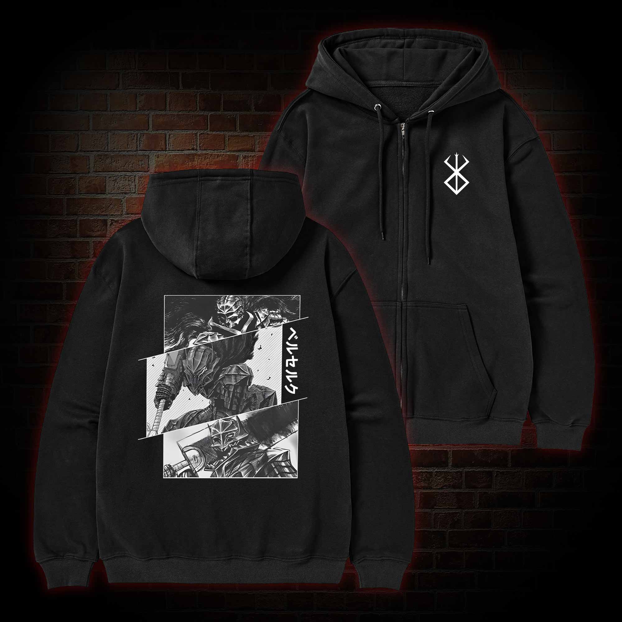 Black Swordsman Zipper Hoodie