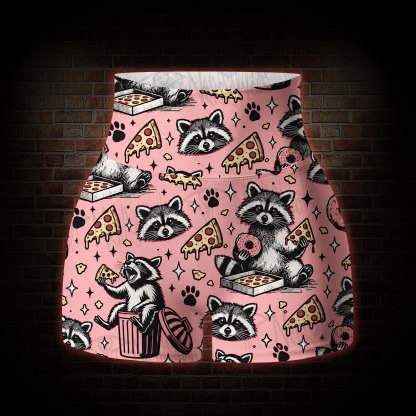 Funny Raccoon Yoga Shorts