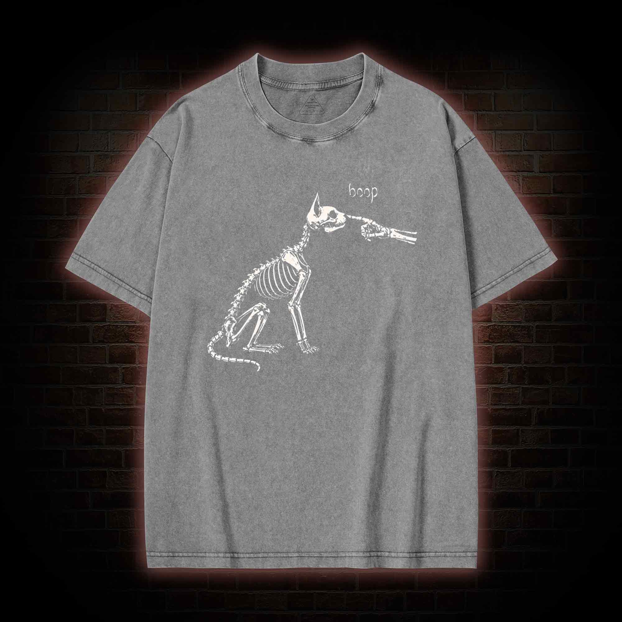 Skeleto Cat Boop Washed T-shirt