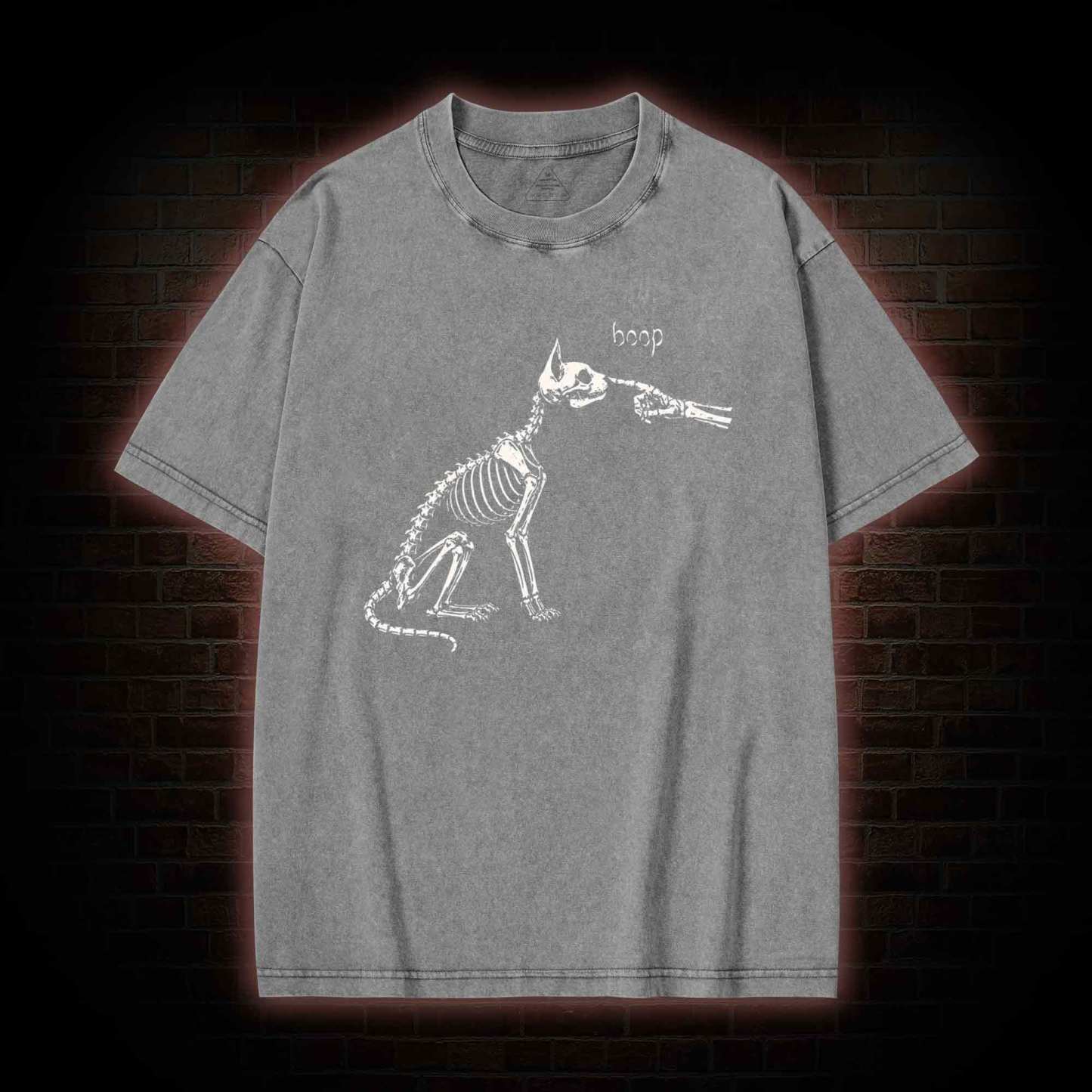 Skeleto Cat Boop Washed T-shirt