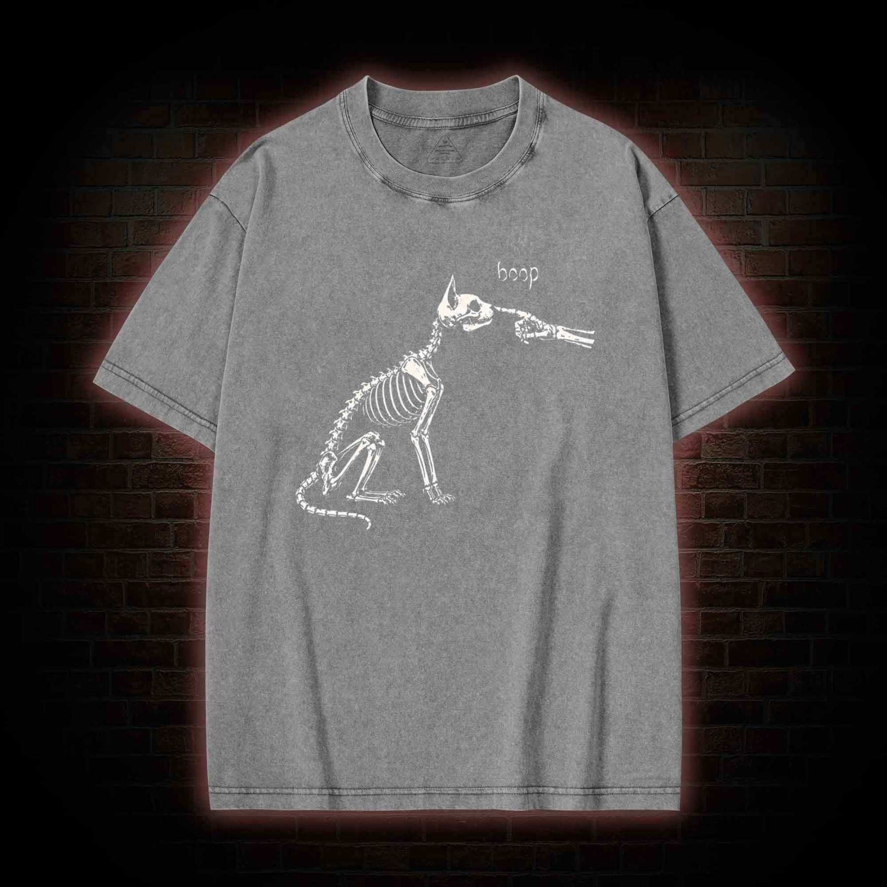 Skeleto Cat Boop Washed T-shirt