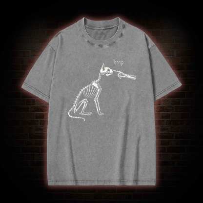 Skeleto Cat Boop Washed T-shirt