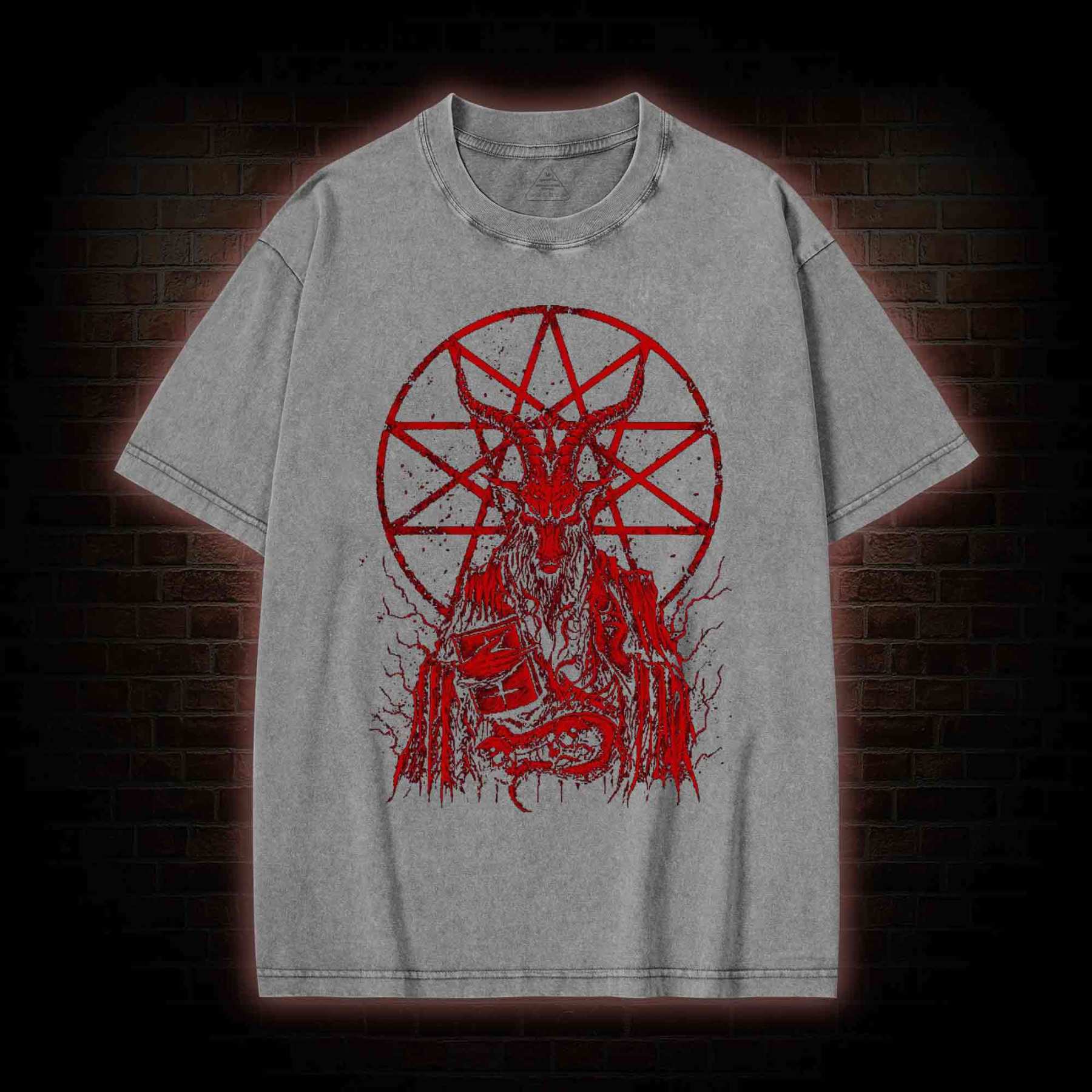 Dark Devil Baphomet Washed T-Shirt