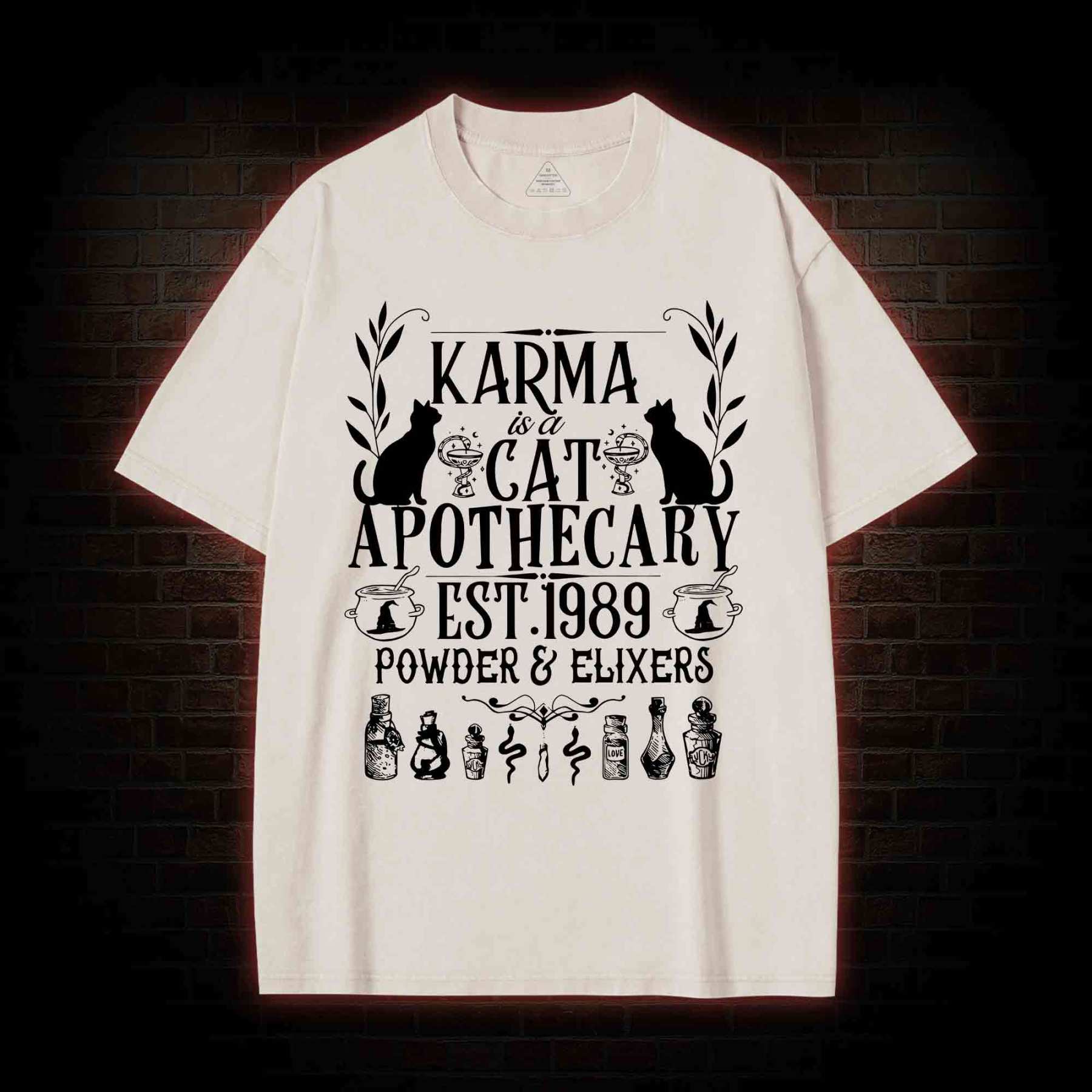 Karma Is A Cat Apothecary Washed T-shirt