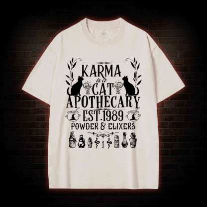 Karma Is A Cat Apothecary Washed T-shirt