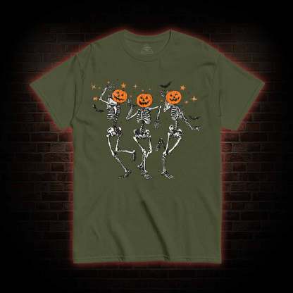 Dancing Skeletons Pumpkin Halloween T-shirt