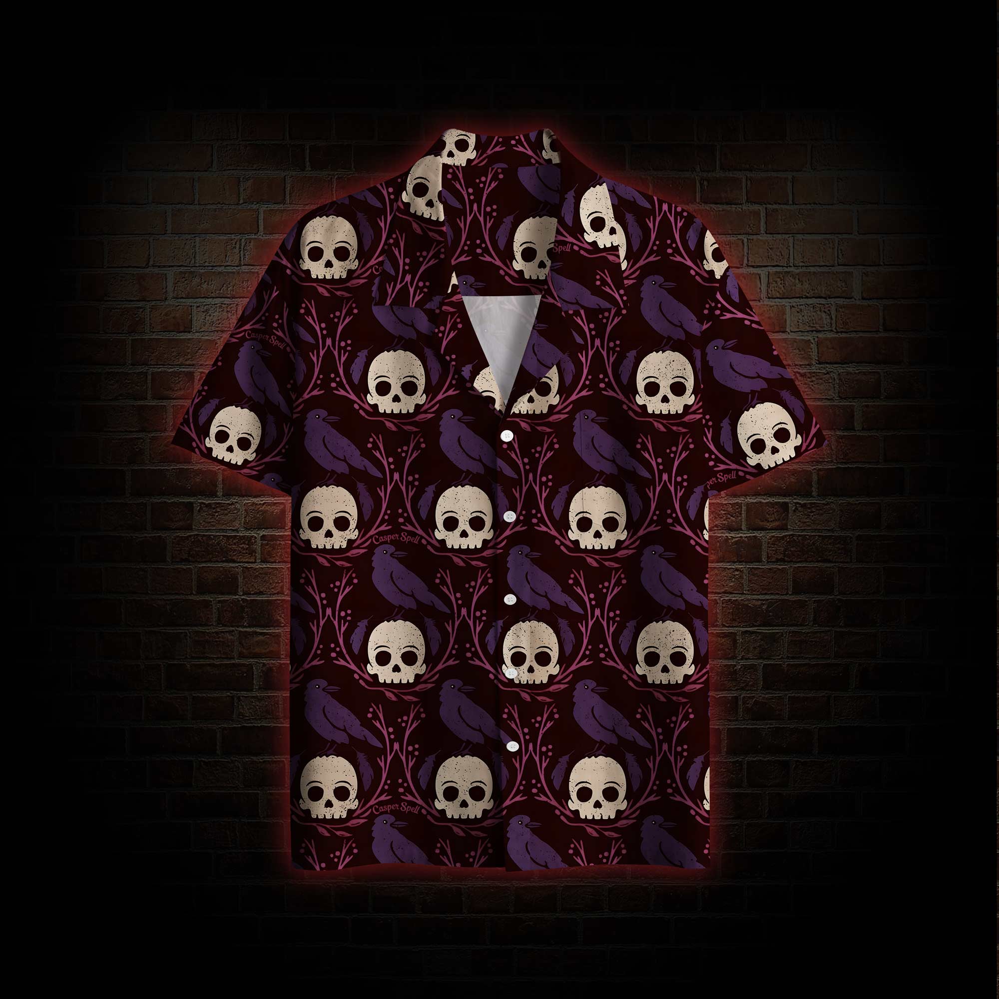 Spooky Skull and Leaf Hawaiian Shirt