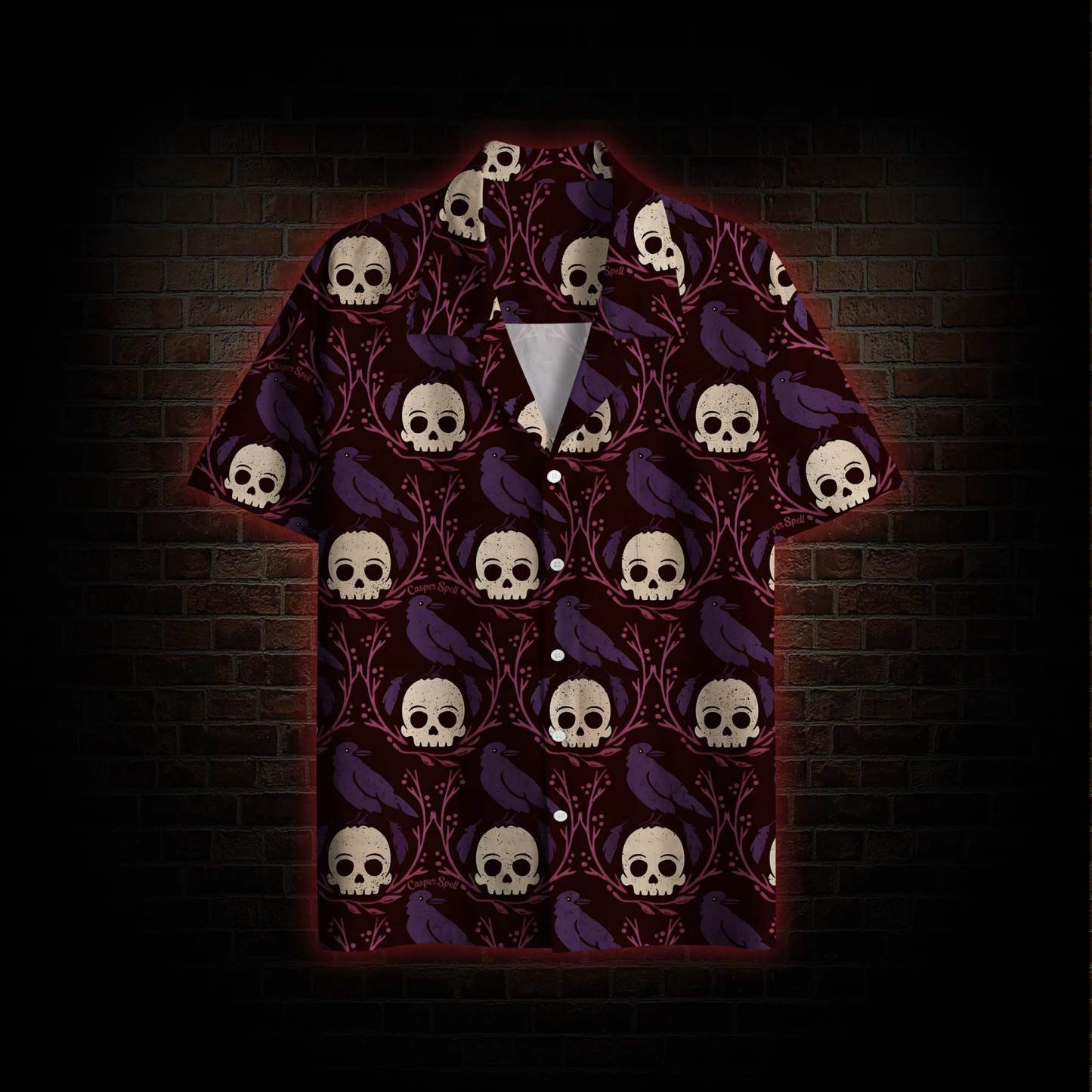 Spooky Skull and Leaf Hawaiian Shirt