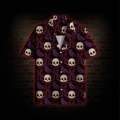 Spooky Skull and Leaf Hawaiian Shirt