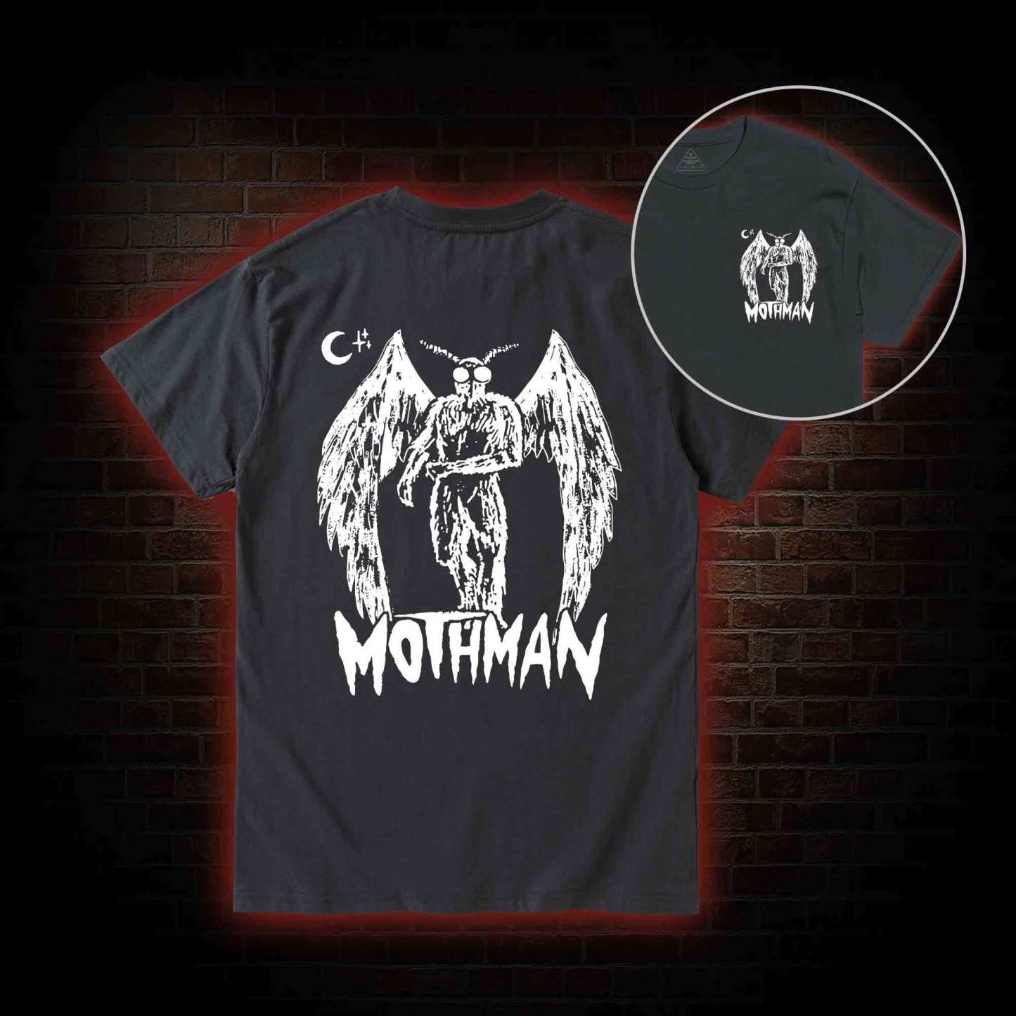 Mothman Bcak Print T-shirt 