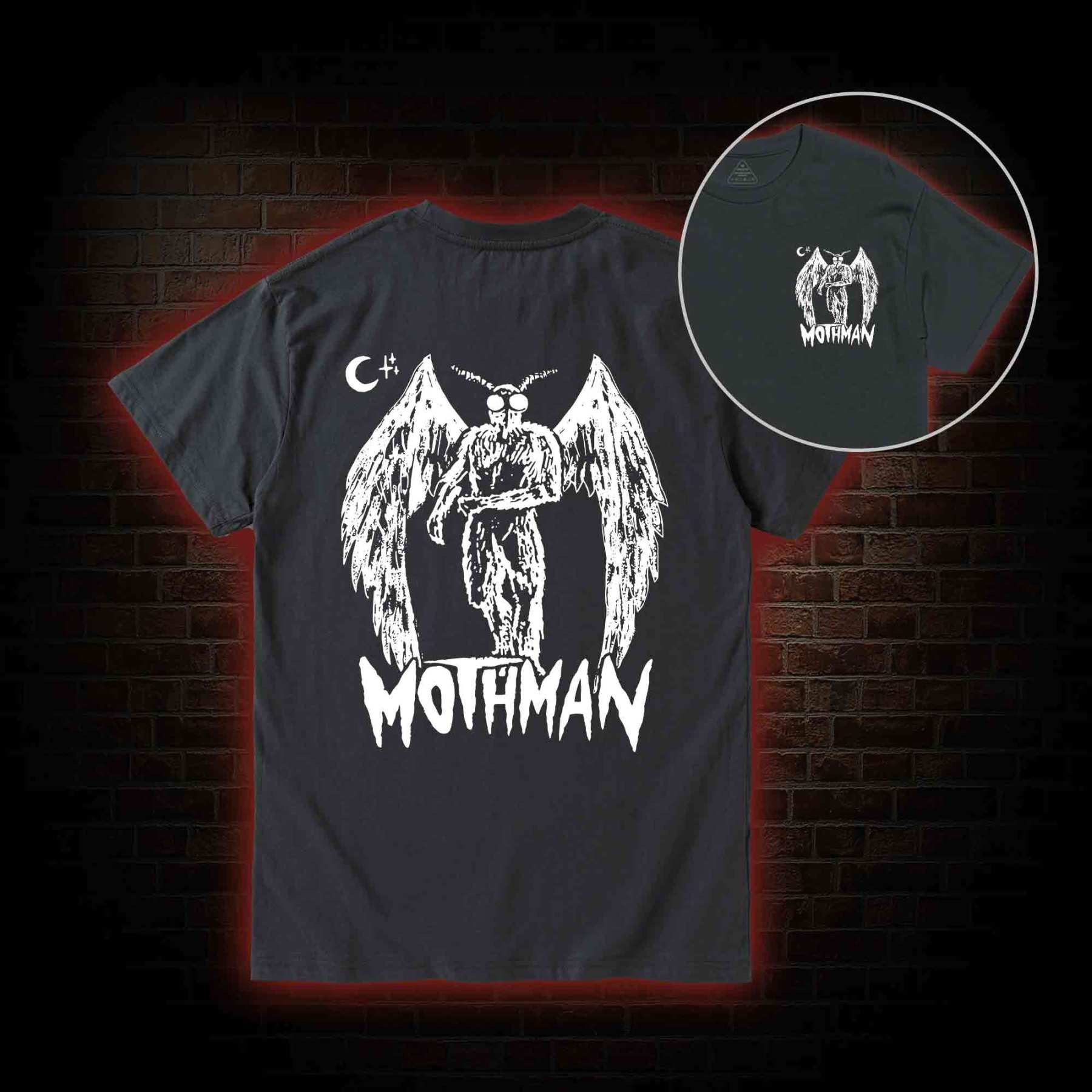 Mothman Bcak Print T-shirt 
