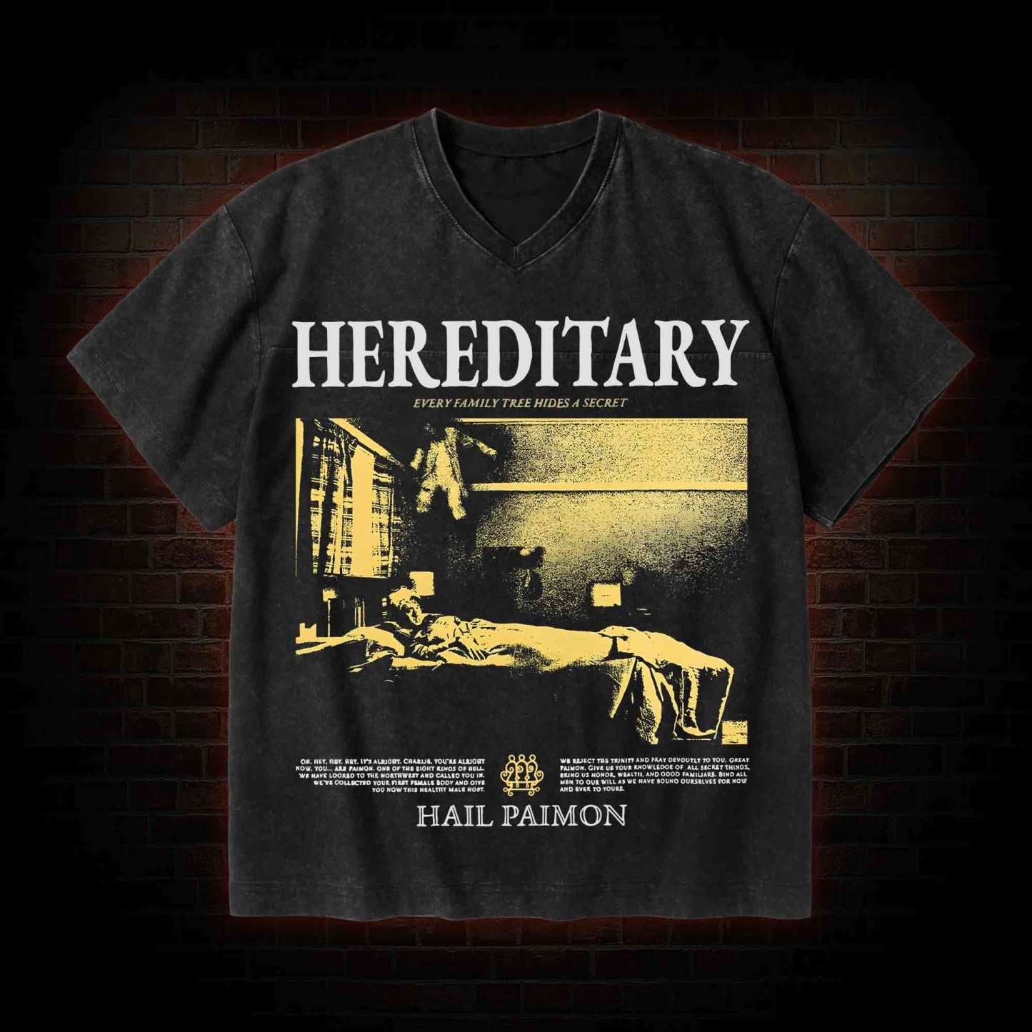 Retro The Thing V-Neck Streetwear Washed T-shirt