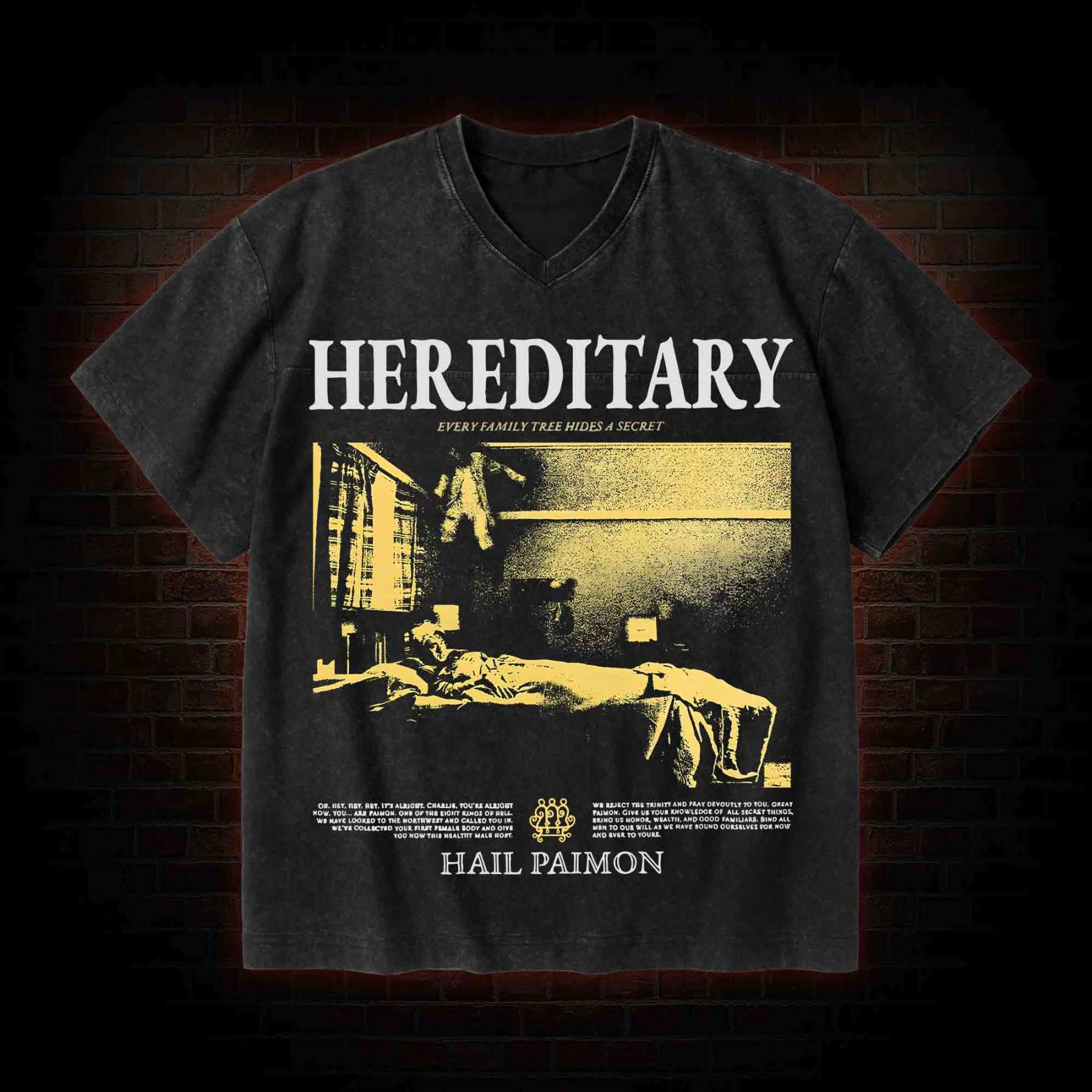 Retro The Thing V-Neck Streetwear Washed T-shirt