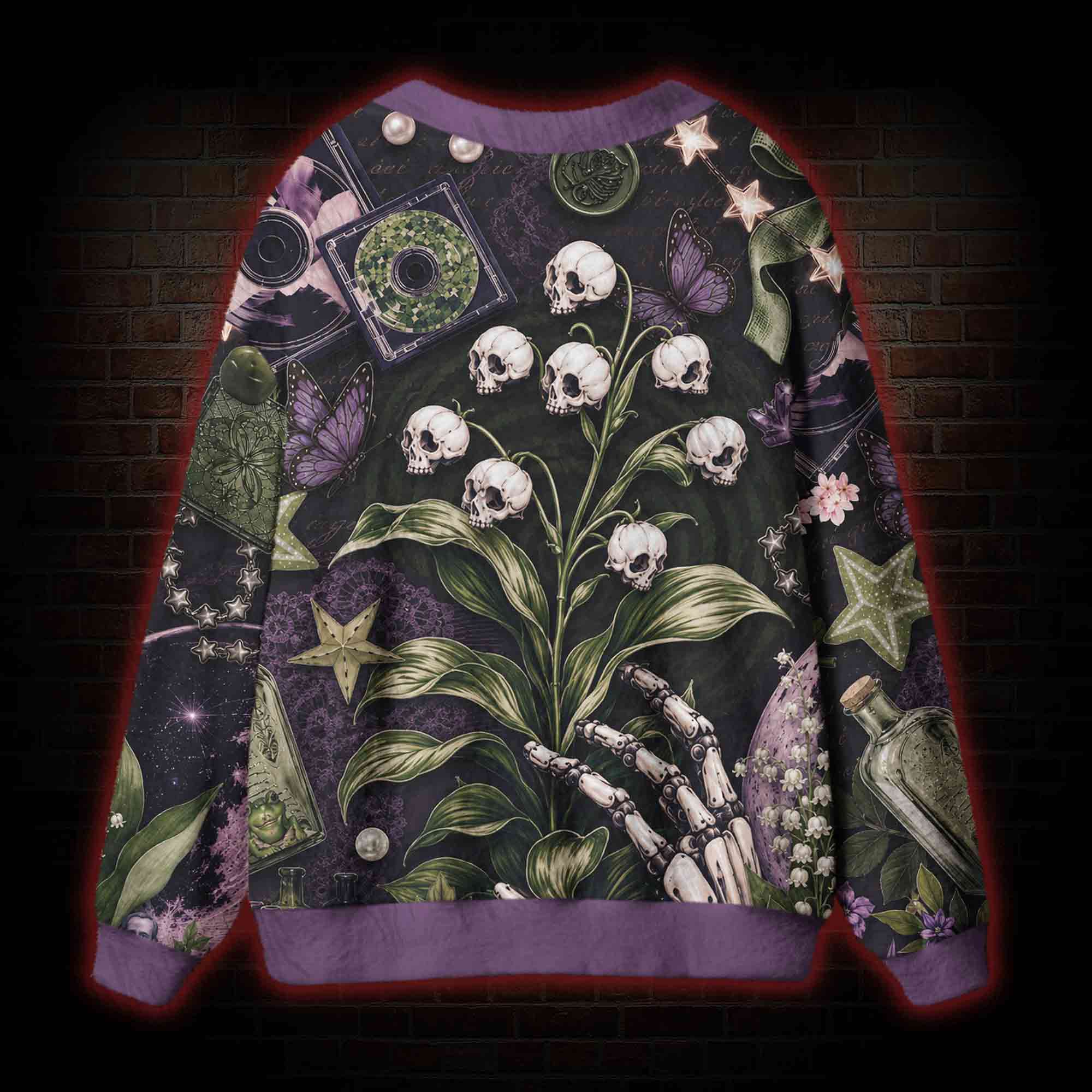Skull Lily Cardigan Sweater